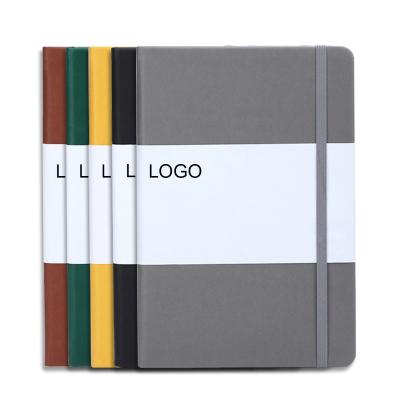 China Customizable Dotted Pages Logo Hardcover Book with Elastic Band A5 Hardcover Notebook Journal Pocket Folder 100 GSM Paper for sale