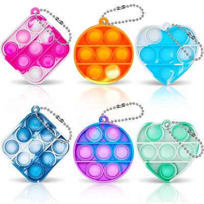 China educational toys & & Anti Stress Toys Rainbow Key Chain Popit Best Selling Pop It Push The Pop Bubble Person Toy Keychain for sale