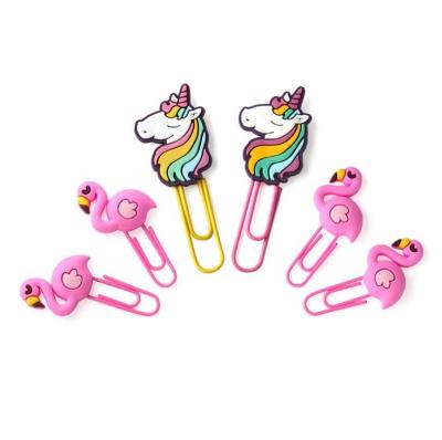 China Cute Modern Paper Clips Kit, Unicorn Flamingo Bookmarks Novelty Animal Paper Clips Page Marker for Kid, Student School Office Supplies for sale