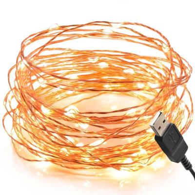 China Strip Decoration Fairy Lights Outdoor Curtain Light Decorative USB Powered Christmas Copper Wire Led String Light for sale