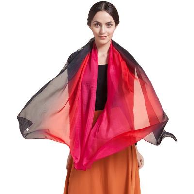 China Long Factory custom soft autumn winter gradient women colorful scarves scarf ladies long silk fashion chiffon scarves shawls for sale