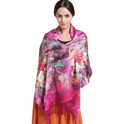 China Long High quality low moq designer scarf silk scarf woman classic printing long scarves soft satin shawl for sale