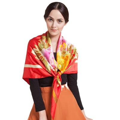 China Square Beach stoles silk scarves spring summer women floral pashmina shawl scarves design ladies satin hair scarf square for sale