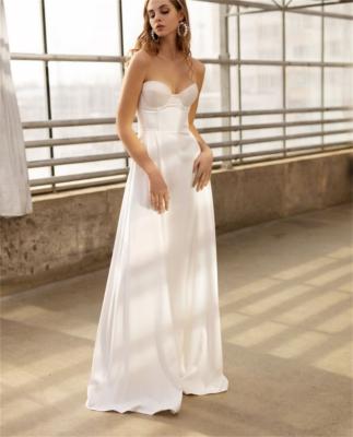 China Sweep #11311 Backless Sheath Wedding Dress Sweetheart Sleeveless Soft Satin Bridal Photoshoot Dress Custom Made for sale