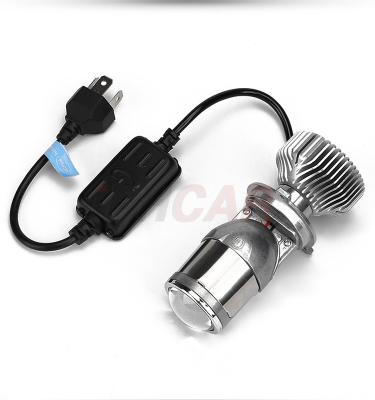 China NEW Motorcycle Aluminum Alloy Mini H4 LED Headlight 5500K Fan Cooling Bi LED Projector Lens for sale