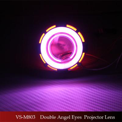 China Motorcycle H4 H7 HI LOW BEAM Hid Double Angel Eye For Motorcycle HID Projector Lens Light Headlights 2.5inch for sale