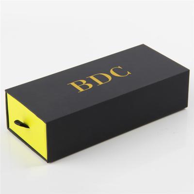 China Recyclable Package Black Jewelry Gift Pull Out 2 Pieces Luxury Rigid Box For Candle Packaging for sale