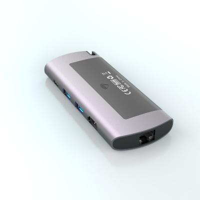 China Free .desk Mobile Devices Computer Control 6 IN 1 Type C Hub &M.2 SSD Enclosure With 100W PD 4K HD MI 1000M LAN USB 3.0 Port for sale