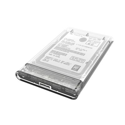 China New arrival transparent type C 2.5 hdd case hdd enclosure aluminum in enclosure 1TB 2TB SATA USB 3.0 SSD/HDD hard drive box for sale