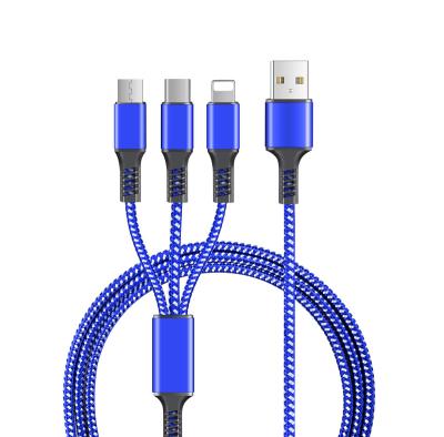 China IOS 1 Line 2.4A Type-C Nylon Charging Cable 3in Fast Charging Colorful Micro USB Mobile Phone Cable 1m USB Cable for sale