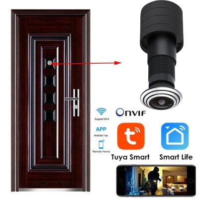 China 1080P 2MP Audio Door Yard Vandalproof Smart Cabinet Hidden FishEye Hole Wide Angle CCTV P2P Tuya Audio Security Mini Ip Spy Door Camera for sale