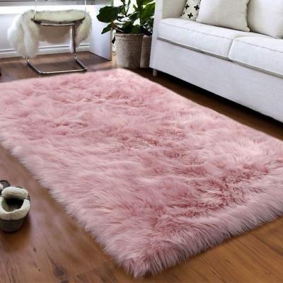 China Wholesale Fluffy Zoe Bedroom Soft Pink Faux Sheepskin Fur Blanket From Fashional Manufacturer for sale