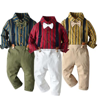 China Normcore/stripe boys' jumpsuit new Korean children's minimalist baby summer 2 piece plaid dress children's clothing suit for sale