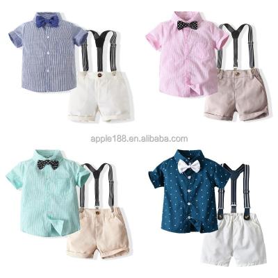 China Normcore/minimalist wholesale children gentleman's suspender short sleeved shirt pants children's dress clothing baby boy costume for sale