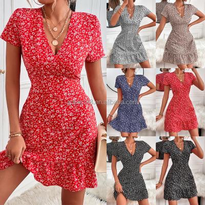 China Elegant Bohemian Women Dress Girl Dress Breathable V-Neck Casual Dress for sale