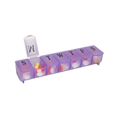 China Wholesale Promotional Customized Plastic Case 7 Strip Long Storage Pill Box 7 Days A Week Pill Box for sale