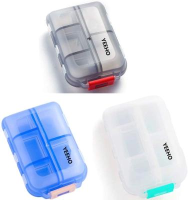 China Plastic 10 Cases Small Travel Pill Organizer Portable Pocket Pill Box Weekly Dispenser For Purse Vitamin Fish Oil for sale