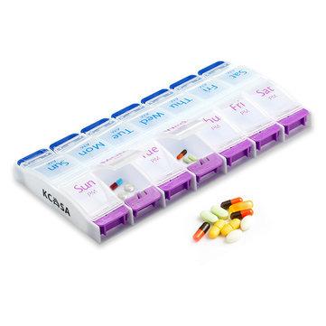 China Pp China Wholesales For Logo Customized Pill Strong Promotional Plastic Pill Box 7 Days Am P.M. 14 Compartments Pill Box for sale