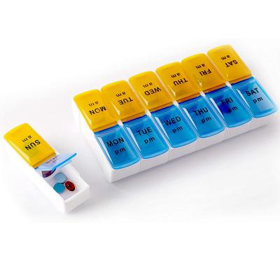 China China Supplier Plastic 2022 Promotion Wholesale Hinge Pill Box 14 Cases Travel Pill Box for sale