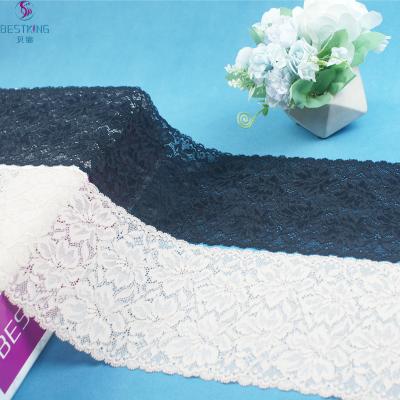 China High Quality And Cheap French Elastic Spandex Lace Trim Elastic Stretch Nylon Lace Trim for sale