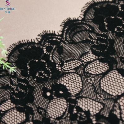 China Flocking Flocking High Quality And Cheap Eyelash Eyelash Lace Fabric Trim for sale