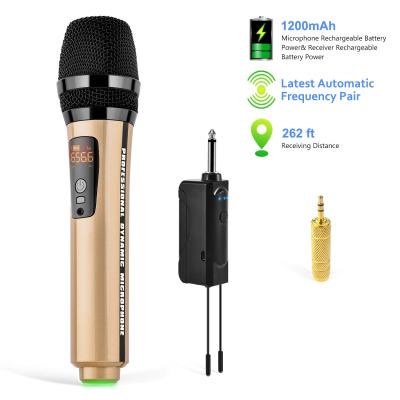 China Professional Handheld UHF Wireless Microphone System Latest Handheld Microphone Gold for sale