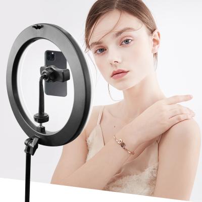 China Powerful Alloy+ABS 10 Inches Aluminum LED Selfie Ring Light with 1.68M Table and Floor-standing 2 in 1 Foldable Stand for sale