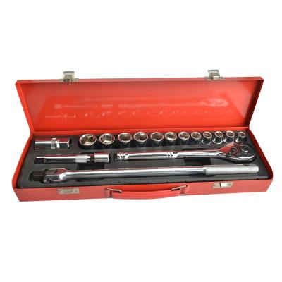 China Custom Hand Tools Logo 17pcs CrV Repair 1/2 Wrench Socket Set for sale