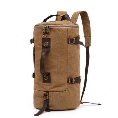 China Men Women Girl Big Bucket Logo Waterproof Luxury Gym Changing Canvas Leather Travel Backpack for sale