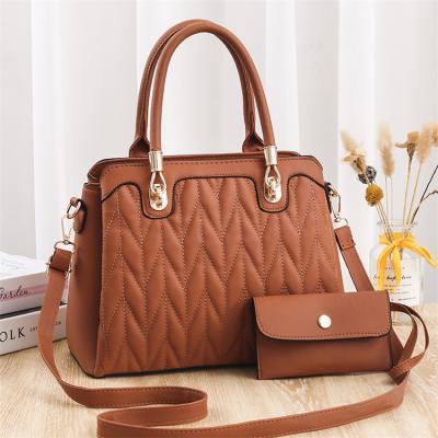 China Cheap High Quality Female Fashion Zipper High Quality PU Leather Lady Shoulder Handbag Set For Work for sale