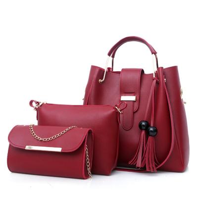 China High Quality PU Leather Ladies Shoulder Tote Bag Classic Price Women The Good Clips 2022 Handbags Set for sale