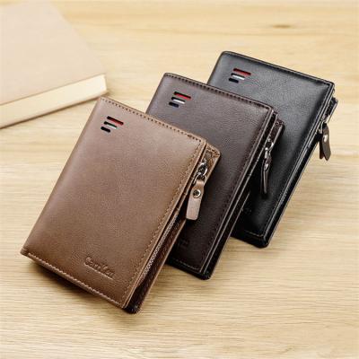 China 2022 OEM RFID Slim Zipper Rfid Blocking Mens Wallets Genuine Leather Long for sale