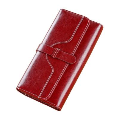 China Hot Sale High Quality RFID Hand Crafted Simple Black Genuine Leather Wallet For Ladies for sale