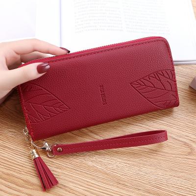 China Waterproof Handmade High Quality Luxury Large Wallet Women Designer Leather Red for sale