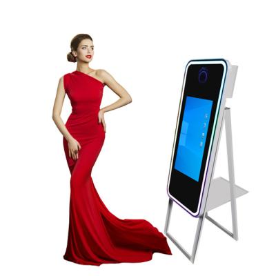 China 40 inches new foldable LED light frame Portable Mirror Selfie smart Touch magic mirror photo booth for sale