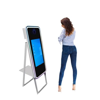 China 40 inches LED light frame Portable Mirror Selfie smart Touch mirror photo booth affordable magic mirror photo booth for sale