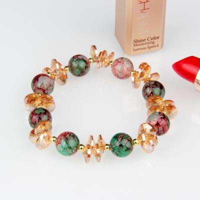 China Cute Social Party Gift Jewelry Hand Ornaments Natural Stone Crystal Beaded Beautiful Woman Texture Agate Bracelet for sale