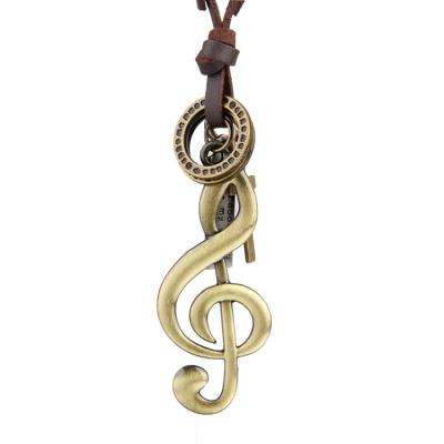 China Alloy + retro European and American leather casual long chain of music symbol necklace clothing accessories sweater for sale