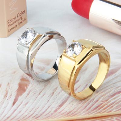 China Diamond Ring Jewelry High Quality 316L Stainless Steel Accessories Inlaid Gold Ring Wedding Vintage Couples For Men And Women for sale