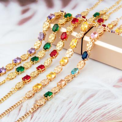 China Beautiful Hiphop Gift Accessories In Hip Hop Style For Ladies New Design Gold Inlaid Diamond Bracelet Crystal Anklet Chain for sale