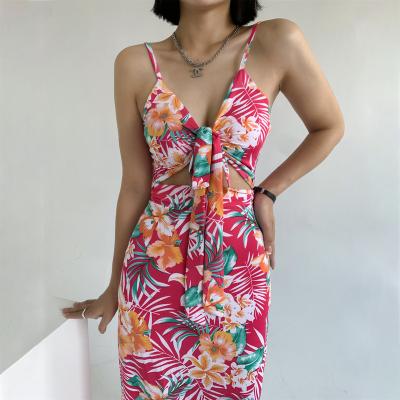 China Ladies Summer Mermaid Tight Casual Dress Long Elegant Mature Sexy Straight Anti-Static Floral Printing for sale