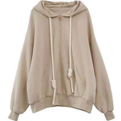 China High Quality Causal Anti-wrinkle OEM and ODM Women Zipper Pullover Sweatshirt and Drawstring Hoodies for sale