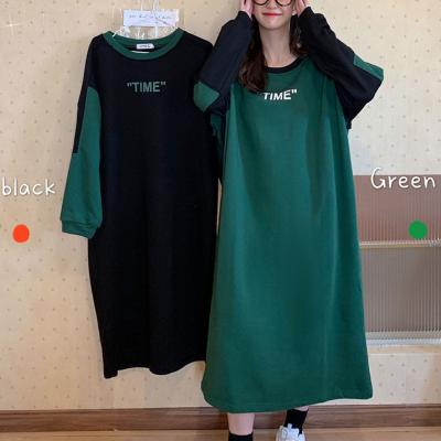 China hot sale Anti-wrinkle long causal letter sweatshirt graphic patchwork sweatshirt dress for sale