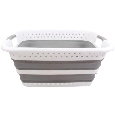 China Eco-friendly Durable Large Basket For Clothes Fruit Picnic Folding Storage Organizer Portable Washing Tub Plastic Laundry Basket for sale