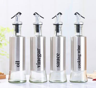 China Union Sustainable Source Transparent Glass Salad Dressing Bottle Set For Kitchen / Restaurant / Hotel Cooking for sale