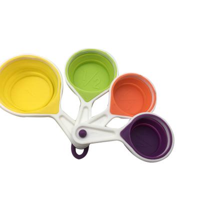 China Best Selling Colorful Viable Set 4-Piece Silicone Collapsible Measuring Cups for sale