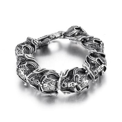 China CLASSIC Europe and the United States to do the old personality of the skull titanium steel bracelet for sale