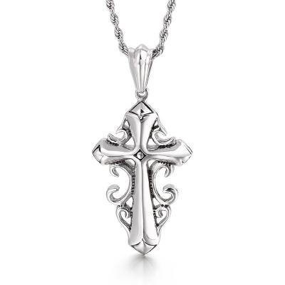 China Retro New CLASSIC Necklace Europe and America Made Old Personality Gothic Angel Wing Cross Sword Titanium Steel Male Pendant for sale