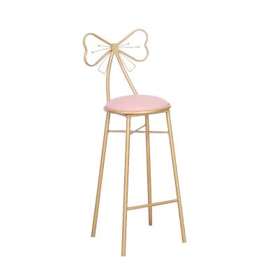 China Newest Design Good Quality Durable Cute Metal High Leg Convertible Dining Chair With Bow for sale