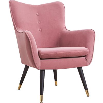 China (Size)Adjustable Nordic Restaurant Dining Chair Upholstered Pink Fabric Dining Chair Furniture European Tufted Dining Chair With Arms for sale